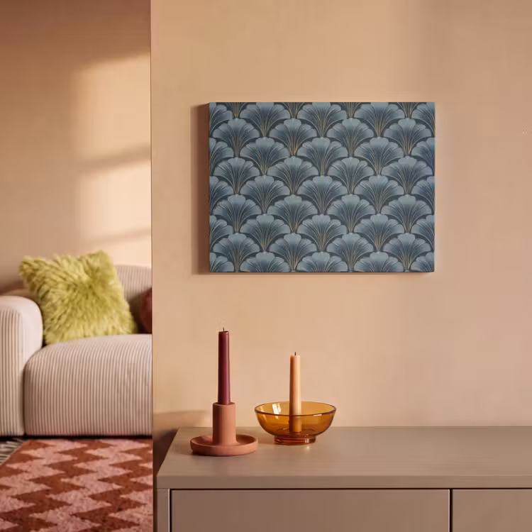 Patroon - Ginkgoblad - Blauw PET vilt klein 837 -sfeer1