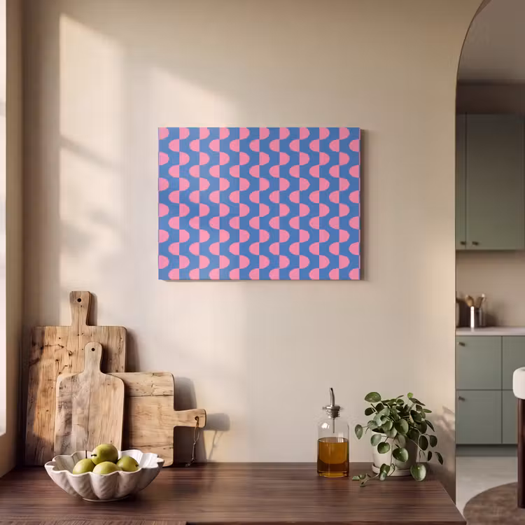 Patroon - Halve cirkels - Abstract - Modern - Roze - Blauw PET vilt klein -sfeer2