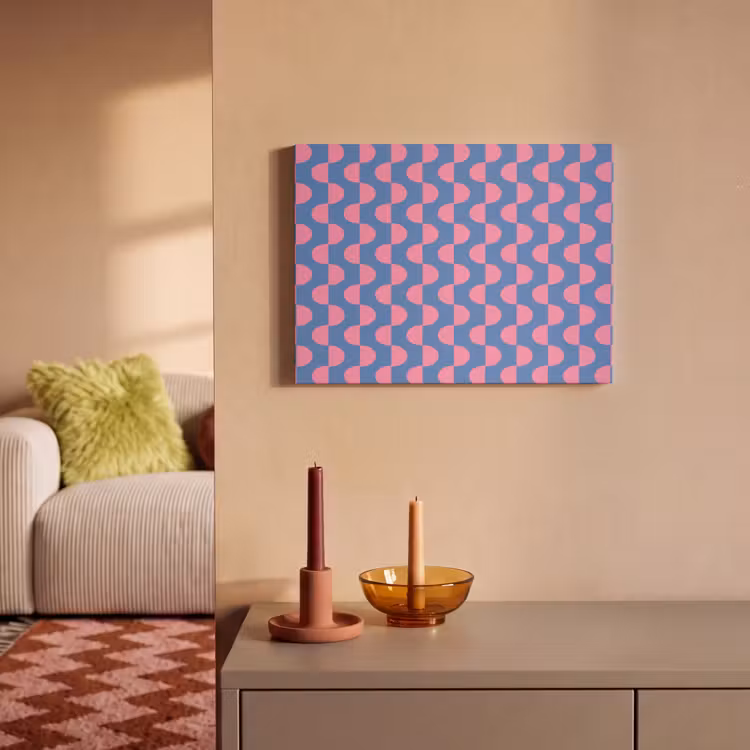 Patroon - Halve cirkels - Abstract - Modern - Roze - Blauw PET vilt klein -sfeer1