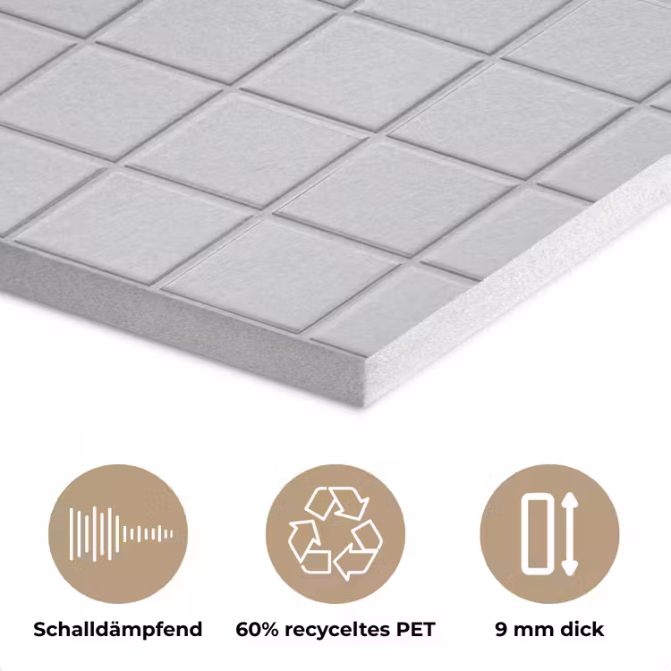 Patroon - Tegels - Licht - Grijs PET vilt klein 837 -closeup_DE