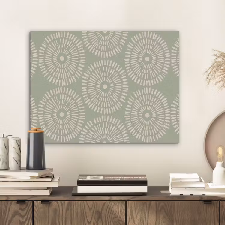 Patroon - Cirkels - Abstract - Modern - Groen PET vilt klein -sfeer1