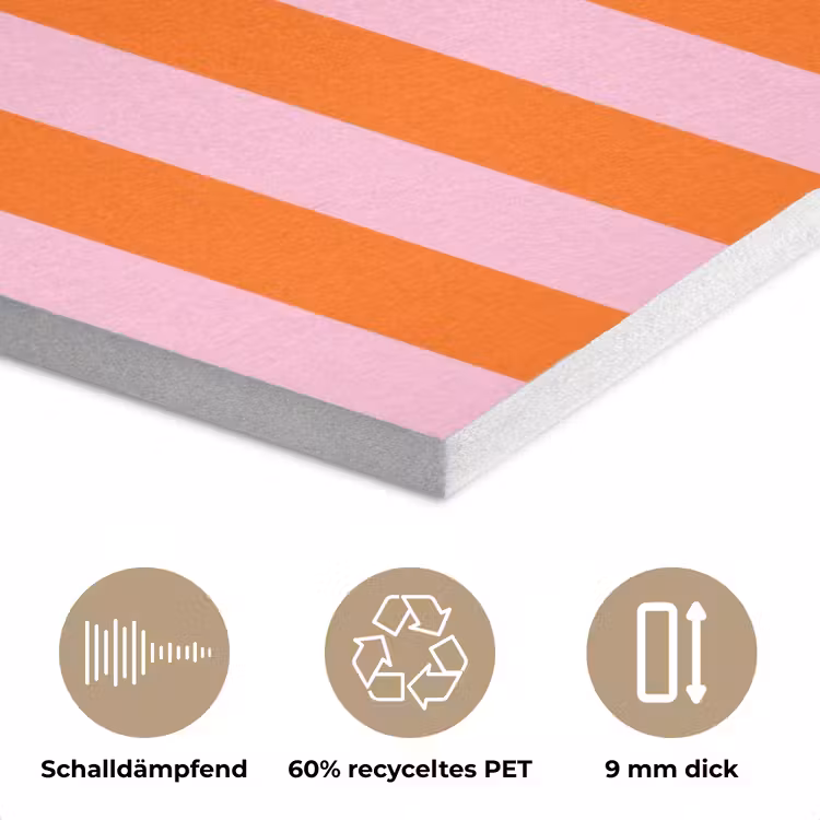 Patroon - Oranje - Fijn - Strepen PET vilt klein -closeup_DE