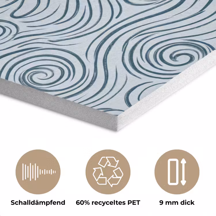 Patroon - Golven - Abstract - Modern - Blauw PET vilt klein -closeup_DE