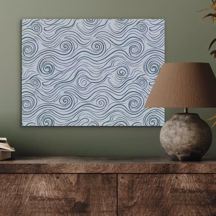 Patroon - Golven - Abstract - Modern - Blauw PET vilt klein -sfeer2