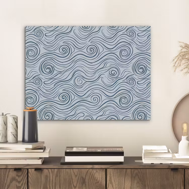 Patroon - Golven - Abstract - Modern - Blauw PET vilt klein -sfeer1