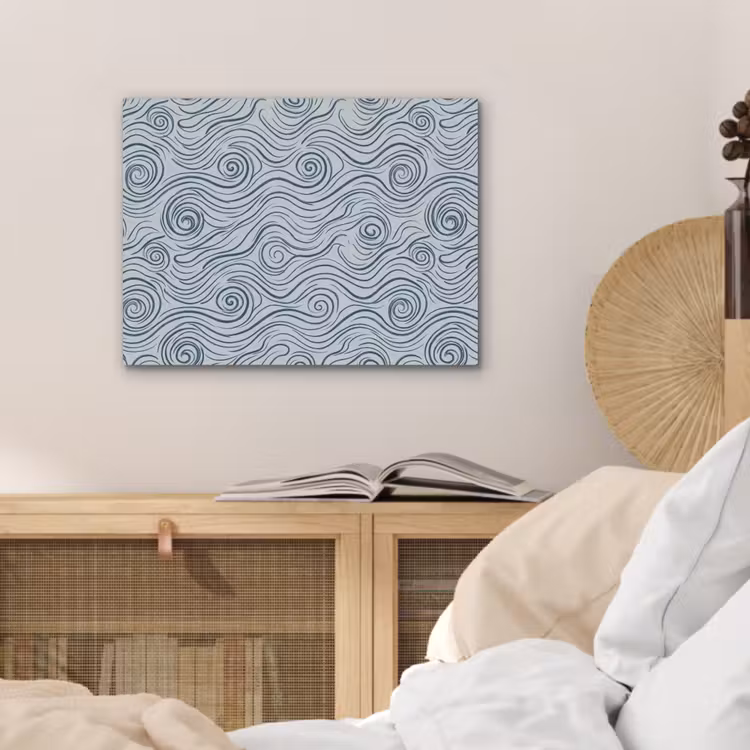 Patroon - Golven - Abstract - Modern - Blauw PET vilt klein -sfeer3