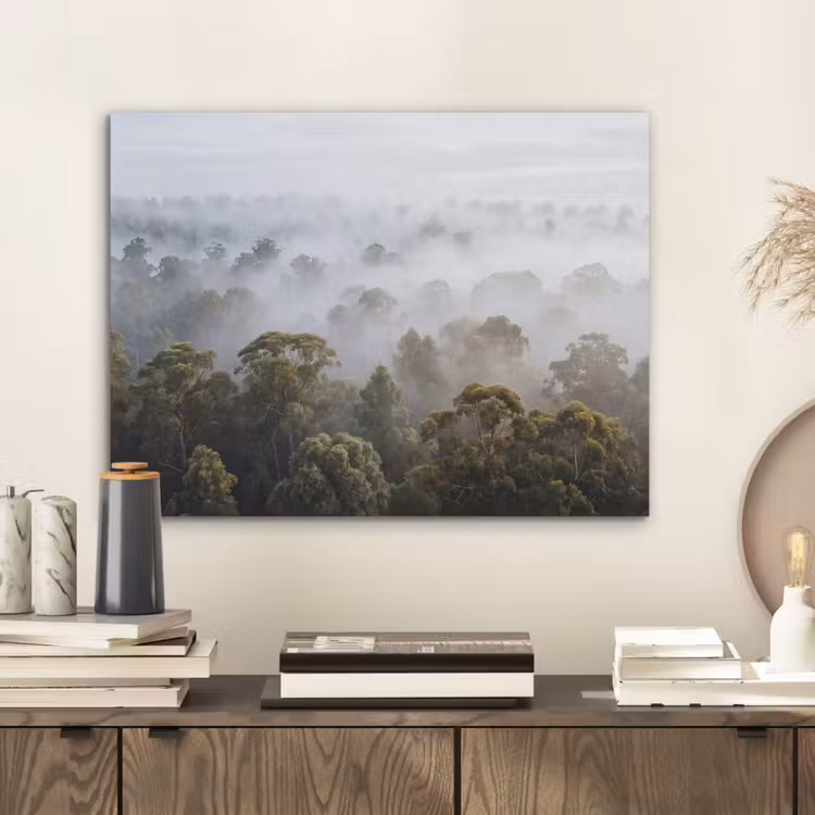 Natuur - Mist - Bos - Ochtend - Goud PET vilt klein -sfeer1