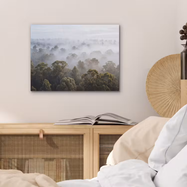 Natuur - Mist - Bos - Ochtend - Goud PET vilt klein -sfeer3