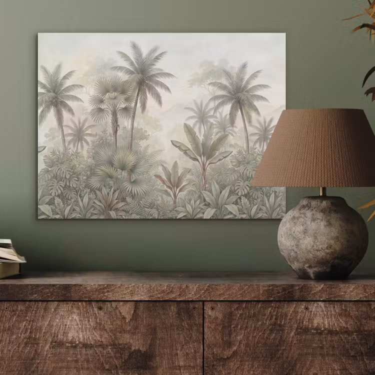 Natuur - Tropisch bos - Landschap - Aquarel - Groen PET vilt klein -sfeer2