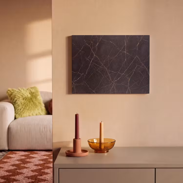 Natuursteen - Marmerpatroon - Abstract - Modern - Zwart - Goud PET vilt klein -sfeer1