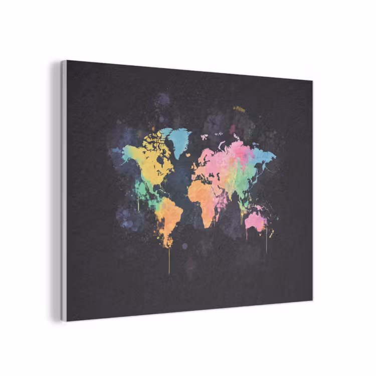 Neon - Pastel - Wereldkaart - Mistig PET vilt klein -3d