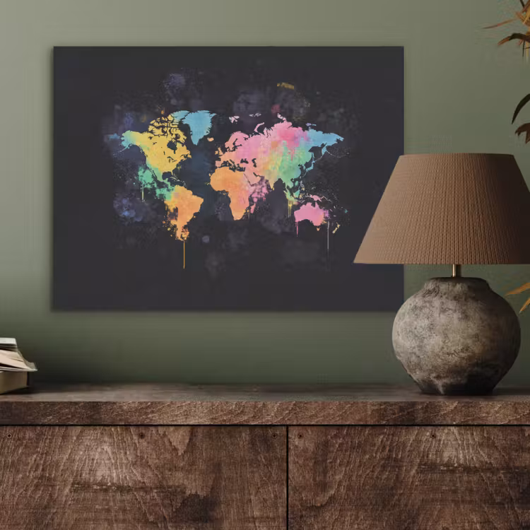 Neon - Pastel - Wereldkaart - Mistig PET vilt klein -sfeer2