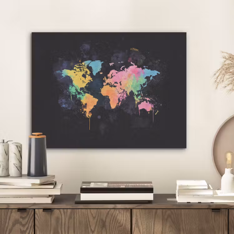 Neon - Pastel - Wereldkaart - Mistig PET vilt klein -sfeer1