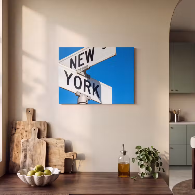 New York - Straatbord - Stad - Urban - Blauw PET vilt klein -sfeer2
