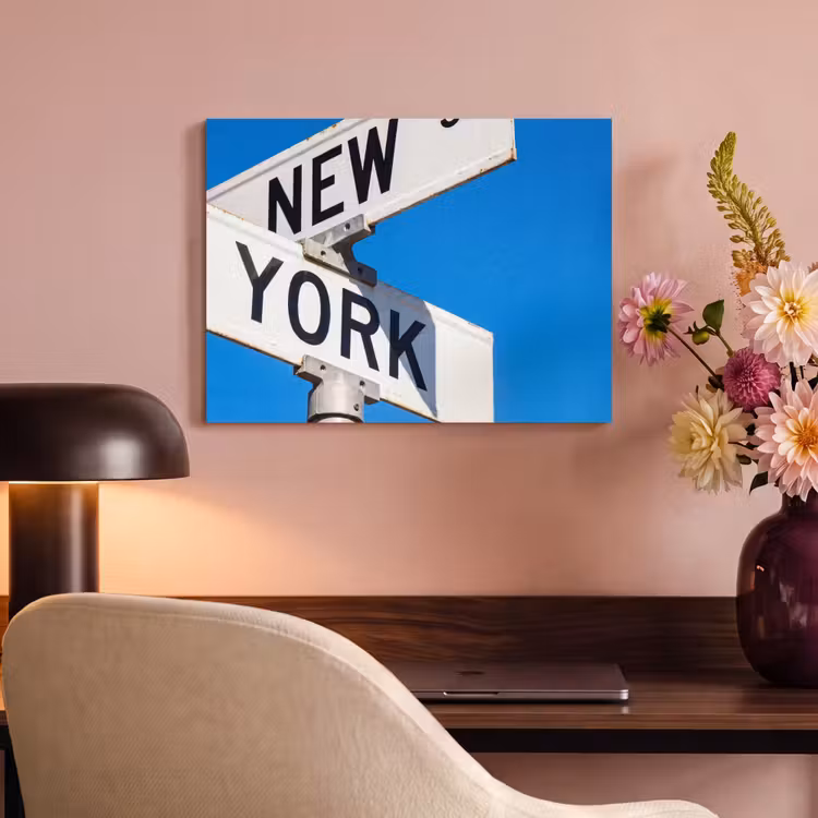 New York - Straatbord - Stad - Urban - Blauw PET vilt klein -sfeer3