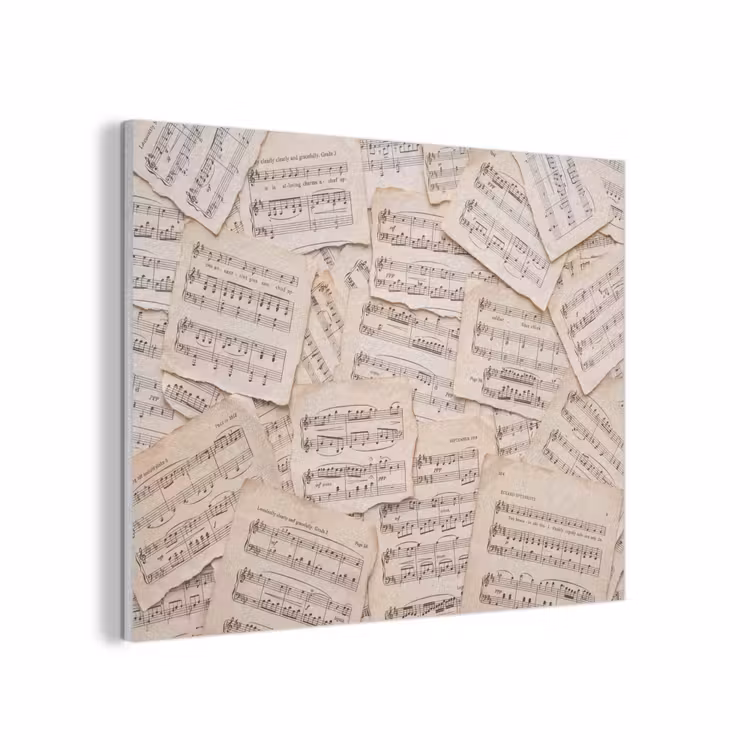 Bladmuziek - Oud - Noten - Vintage - Beige PET vilt klein -3d