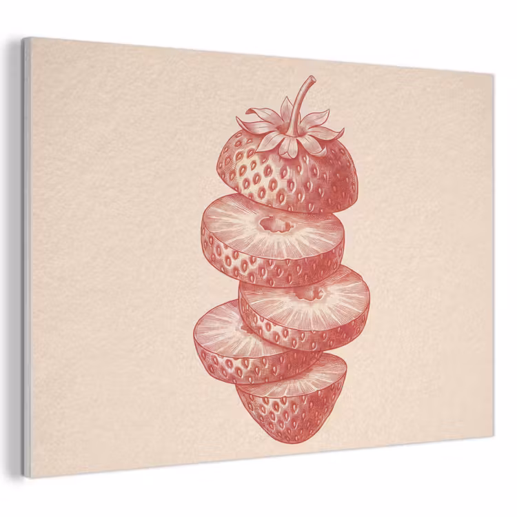 Fruit - Gesneden - Illustratie - Rood - Vintage PET vilt klein -3d