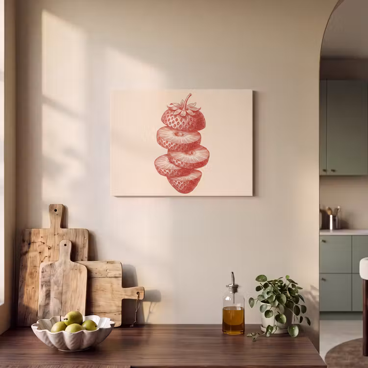 Fruit - Gesneden - Illustratie - Rood - Vintage PET vilt klein -sfeer2