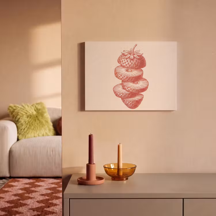 Fruit - Gesneden - Illustratie - Rood - Vintage PET vilt klein -sfeer1