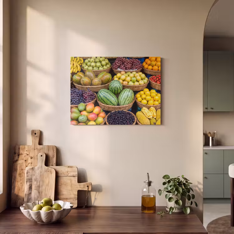 Akustikbild - Obst – Markt – Bunt - Fruit - Markt - Kleurrijk PET vilt klein