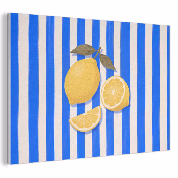 Fruit - Citroen - Zomer - Geel - Blauw PET vilt klein -3d