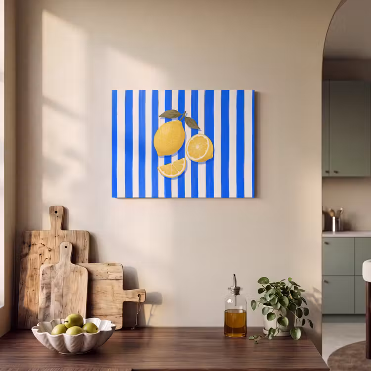 Fruit - Citroen - Zomer - Geel - Blauw PET vilt klein -sfeer2