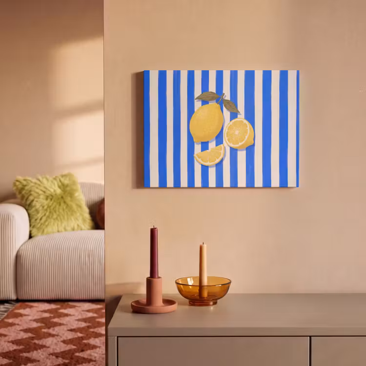 Fruit - Citroen - Zomer - Geel - Blauw PET vilt klein -sfeer1