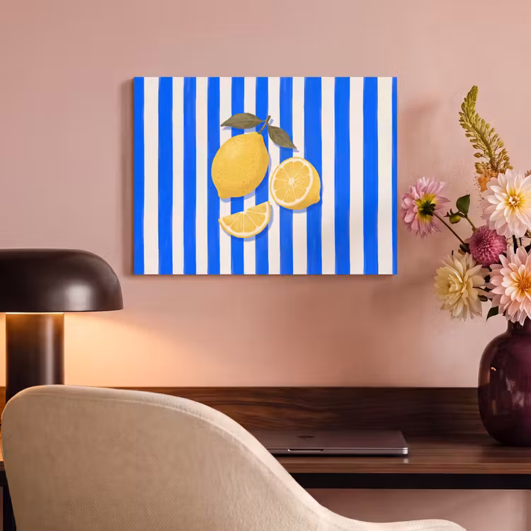 Fruit - Citroen - Zomer - Geel - Blauw PET vilt klein -sfeer3