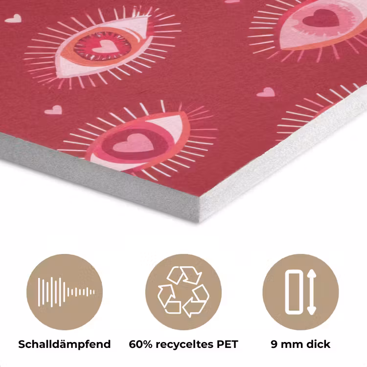 Ogen - Patroon - Roze - Donkerrood PET vilt klein 837 -closeup_DE