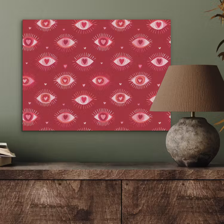 Ogen - Patroon - Roze - Donkerrood PET vilt klein 837 -sfeer2