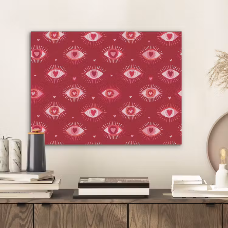Ogen - Patroon - Roze - Donkerrood PET vilt klein 837 -sfeer1