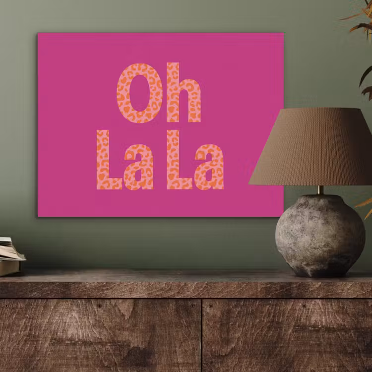 Oh la la - Luipaardprint - Roze PET vilt klein -sfeer2