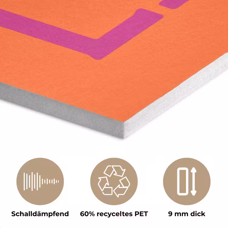 Oh la la - Oranje - Roze - Scheeflettertype PET vilt klein -closeup_DE