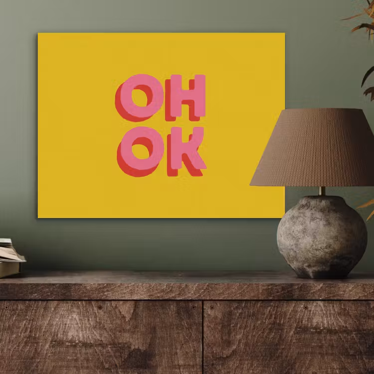 Oh ok - 3D - Geel - Roze PET vilt klein -sfeer2