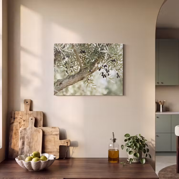 Akustikbild - Olivenbaum – Zweig – grün - Olijfboom - tak - groen PET vilt klein