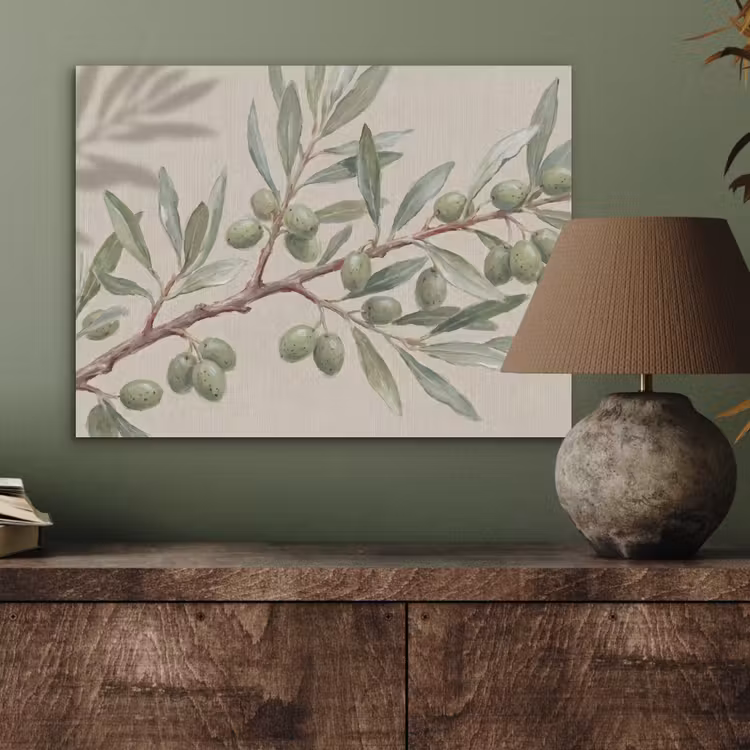 Olijftak - Bladeren - Natuur - Groen - Beige PET vilt klein -sfeer2