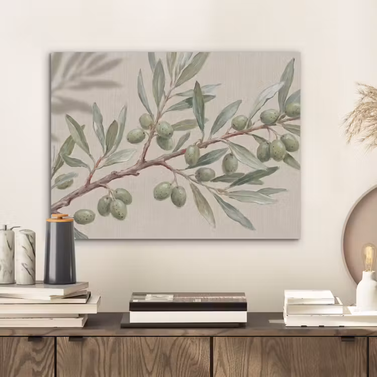 Olijftak - Bladeren - Natuur - Groen - Beige PET vilt klein -sfeer1