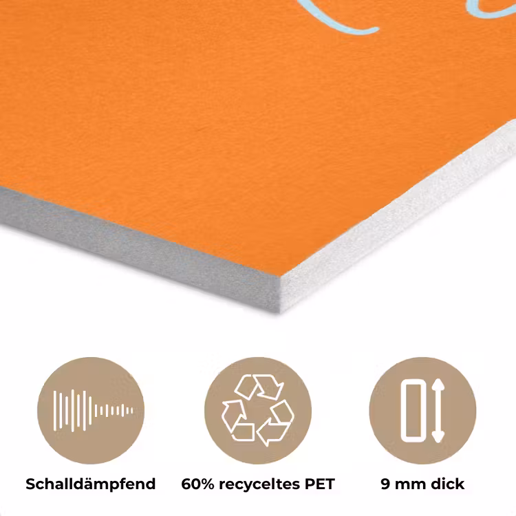 Oranje - Blauw - Go get that dream PET vilt klein -closeup_DE