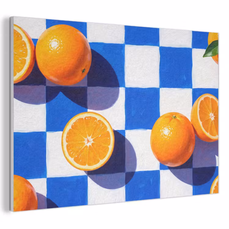 Akustikbild - Orange – Kariert – Essen - Sinaasappel - Geruit - Eten PET vilt klein