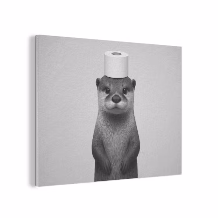 Otter - WC rol - Zwart - Wit PET vilt klein -3d