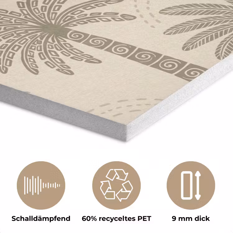 Palmbomen - Patroon - Tropisch - Beige PET vilt klein -closeup_DE