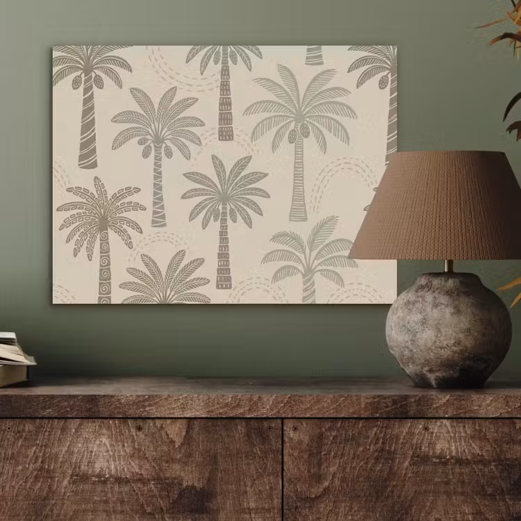 Palmbomen - Patroon - Tropisch - Beige PET vilt klein -sfeer2
