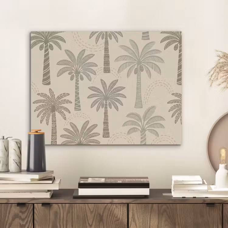 Palmbomen - Patroon - Tropisch - Beige PET vilt klein -sfeer1