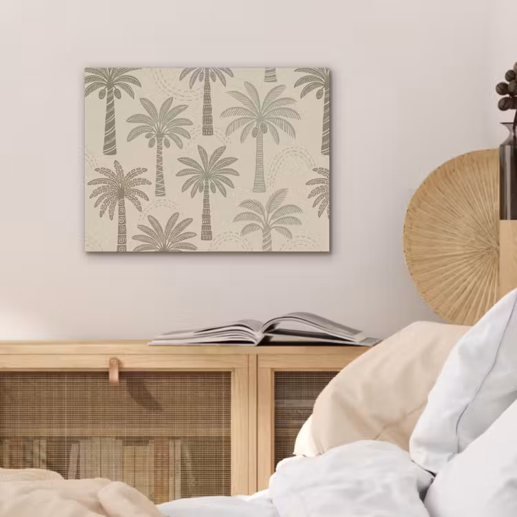 Palmbomen - Patroon - Tropisch - Beige PET vilt klein -sfeer3