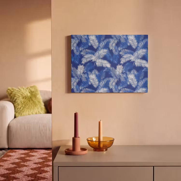 Palmblad - Patroon - Blauw PET vilt klein 837 -sfeer1