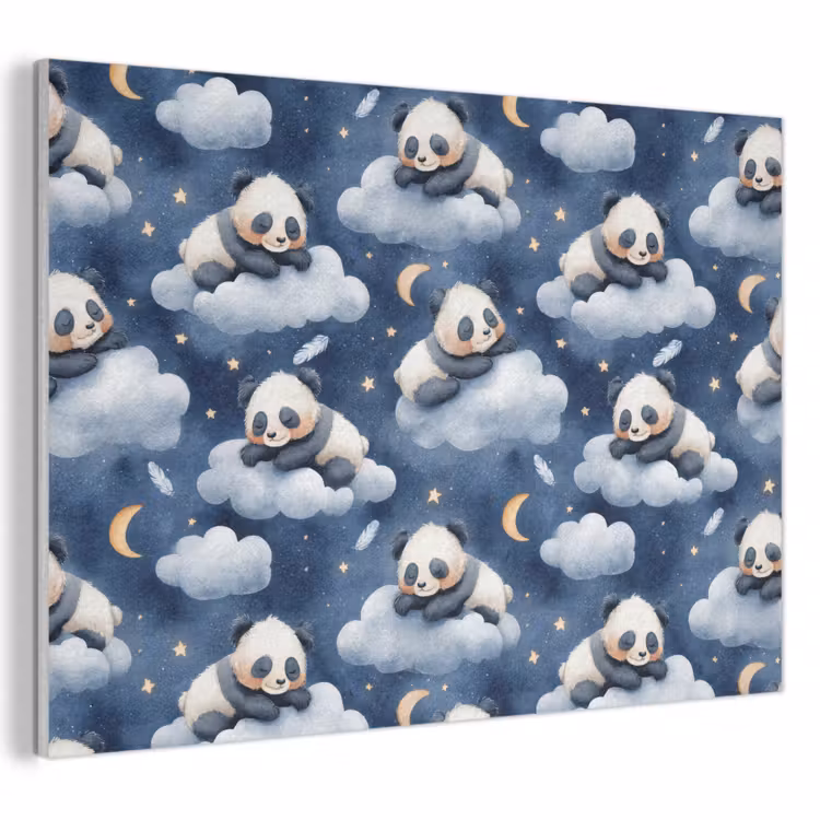 Panda's - Slapen - Blauw PET vilt klein 837 -3d