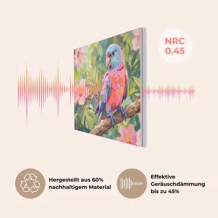 Papagaai - Hibiscusbloemen - Kleurrijk PET vilt klein -USP_DE