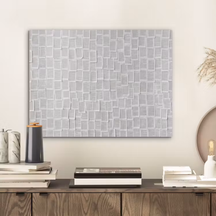 Papier - Overlappend - Textuur - Modern - Wit PET vilt klein -sfeer1