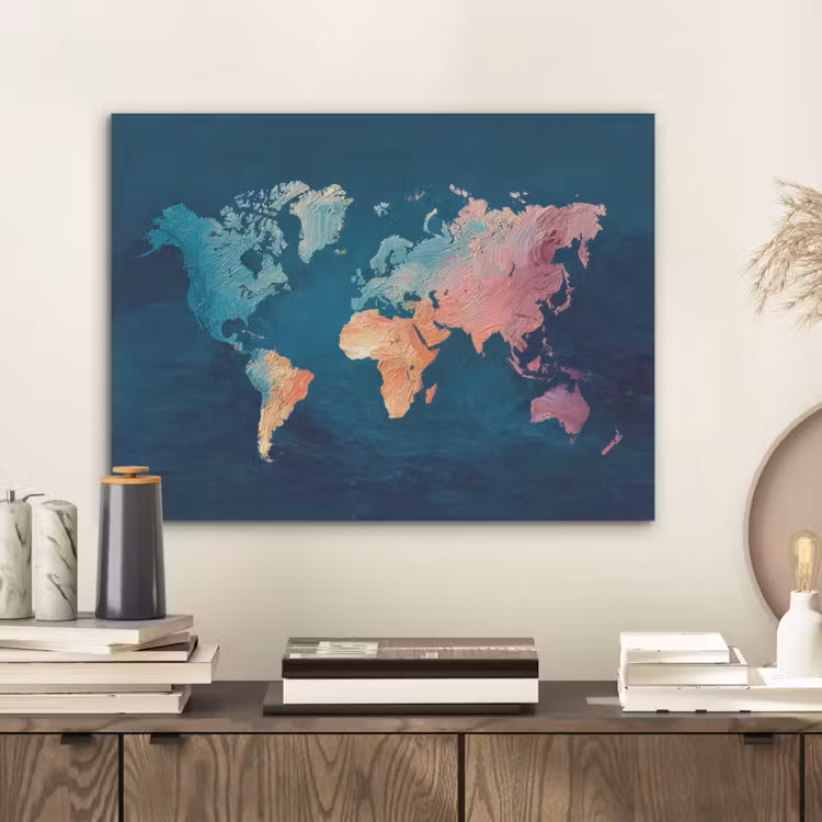 Pastel - Textuur - Wereldkaart PET vilt klein -sfeer1