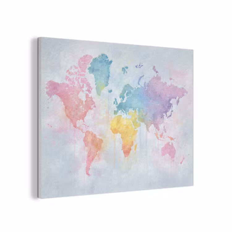 Pastel - Wereldkaart - Druppels PET vilt klein -3d